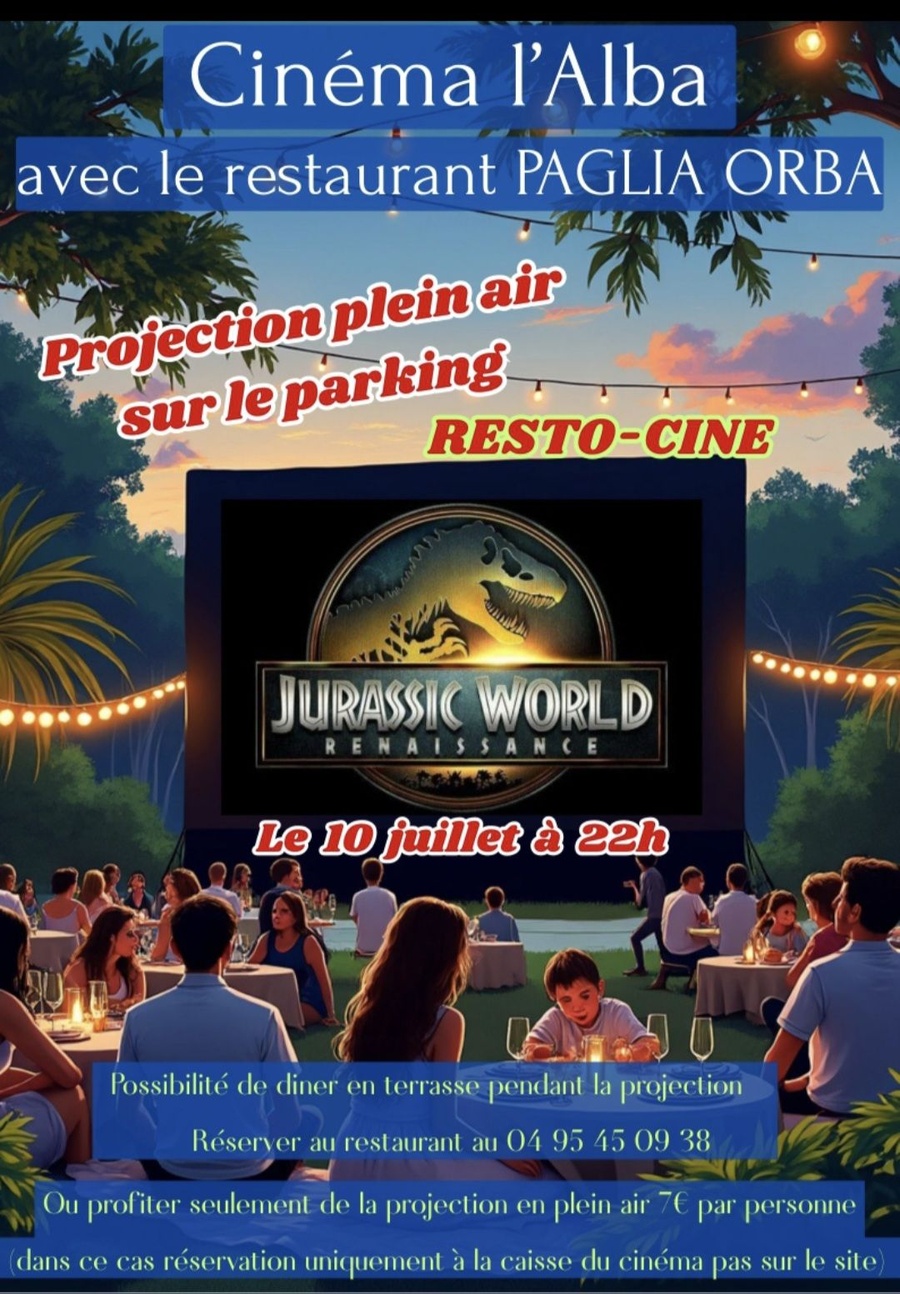 Projection Plein air / Resto-Ciné "Jurassic World Renaissance" - Cinéma l'Alba