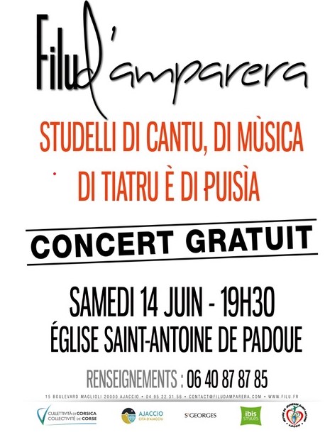 Concert de fin d’année de l’association Filu d’Amparera - Eglise Saint-Antoine de Padoue