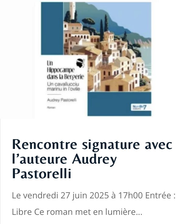 Rencontre / dédicace avec l'auteure Audrey Pastorelli autour de son ouvrage "Un Hippocampe dans la Bergerie" - Café culturel "Tourner-les-pages"