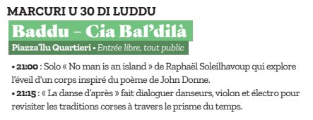 Spectacles de danse avec la Cie Bal’dilà : "No man is an island" et "La danse d'après" - Piazza’llu Quartieri