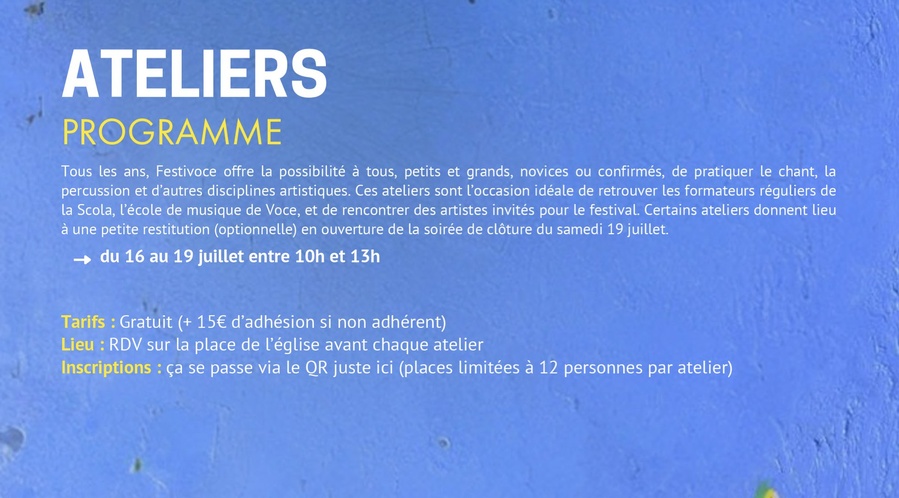 Festivoce 2025 : Ateliers de Chant et Percussion