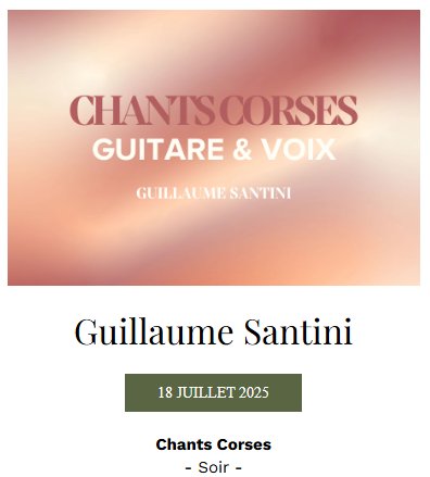 Concert de Chants Corses avec Guillaume Santini à la Casa Santini