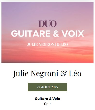 Duo guitare et voix avec Julie Negroni & Léo - Casa santini - Portivechju