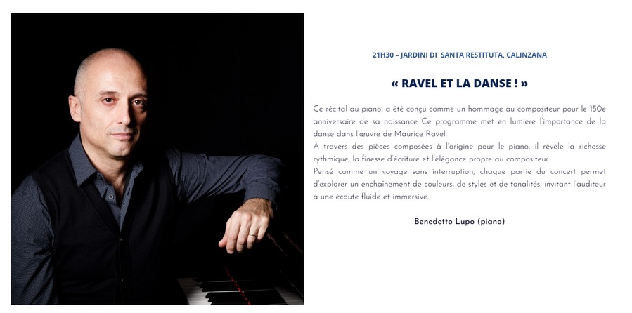 Hommage à Ravel : Concert "Ravel et la danse !" par Benedetto Lupo aux Jardini di Santa Restituta