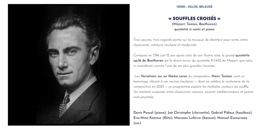 Souffles Croisés : Concert de Quintette à Vent et Piano - Mozart, Tomasi, Beethoven à l'Église de Belgudè
