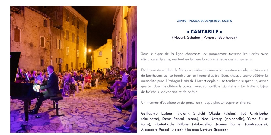 Concert Cantabile : Mozart, Schubert, Porpora et Beethoven à Calenzana