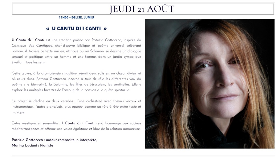 Les Rencontres de Calenzana / Concert "U cantu di i Canti " par Patrizia Gattaceca et Marina Luciani  - Eglise