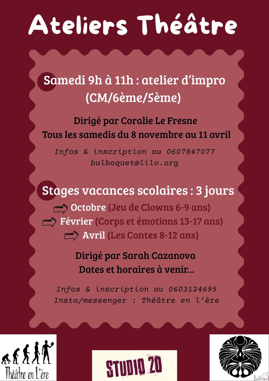 Atelier d'improvisation théâtrale pour enfants avec Coralie Le Fresne - Studio 20 à Ajaccio