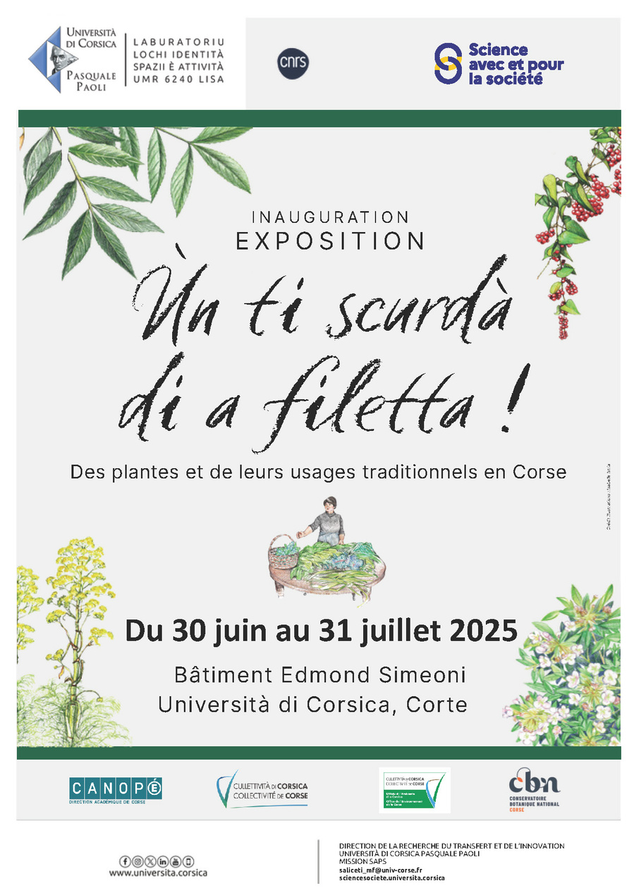 À la découverte des plantes corses : Usages traditionnels et héritage culturel - Exposition à l'Université de Corse