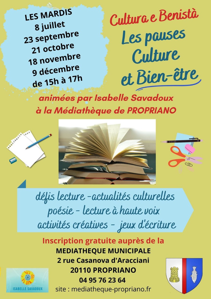 Ateliers culturels et bien-être avec Isabelle Savadoux à la Médiathèque