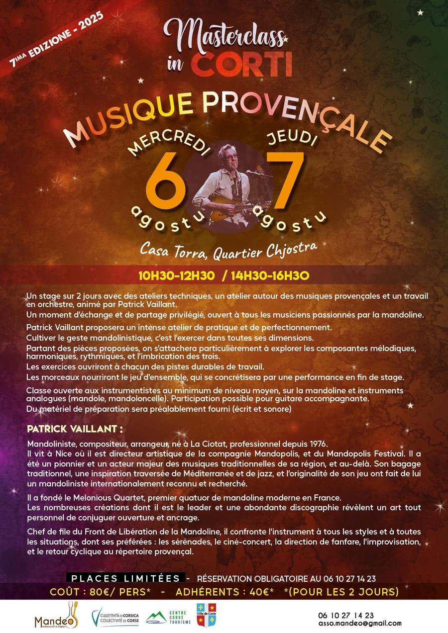 Masterclass de Musique Provençale avec Patrick Vaillant à Corti
