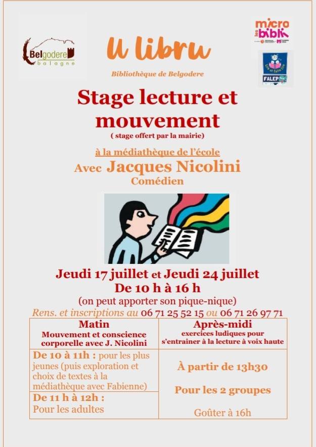 Stage de lecture et mouvement avec Jacques Nicolini