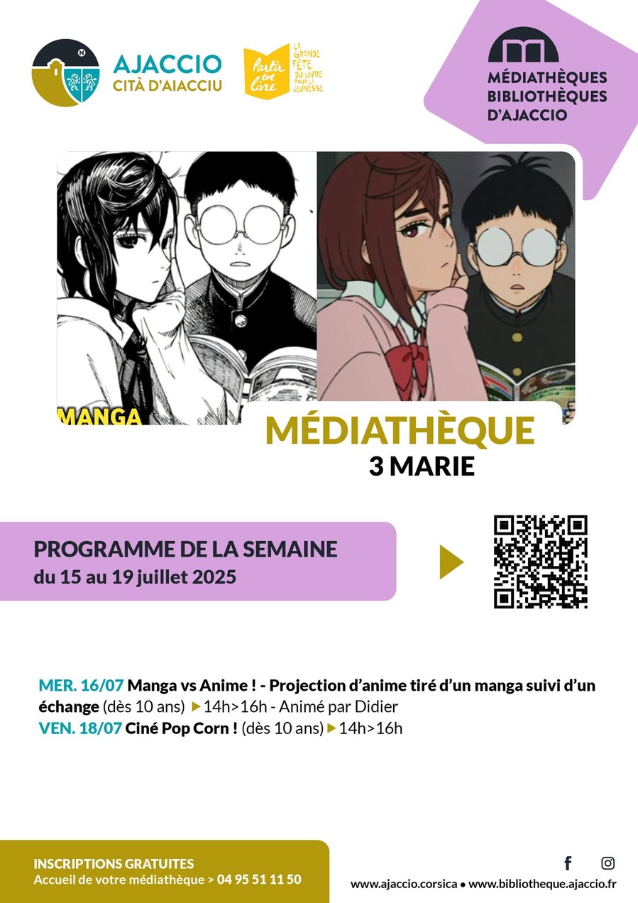 Partir en livre : Manga vs Animé à la Médiathèque des 3 Marie