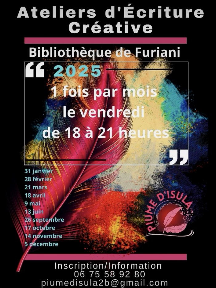 Ateliers d'écriture créative par Piume d'isula - Bibliothèque à Furiani