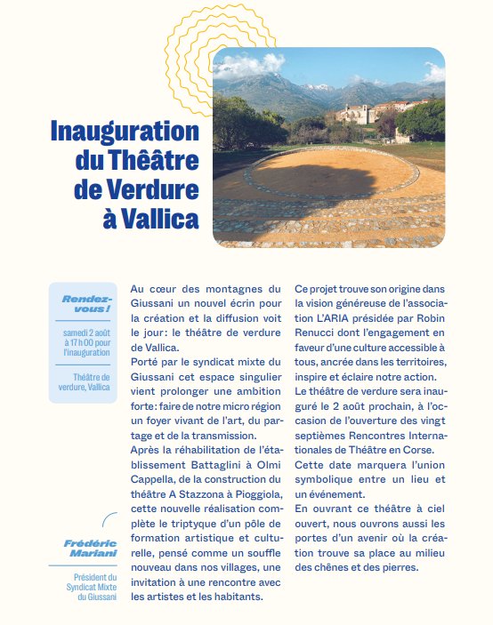 27e Rencontres Internationales de Théâtre en Corse - Inauguration du Théâtre de Verdure