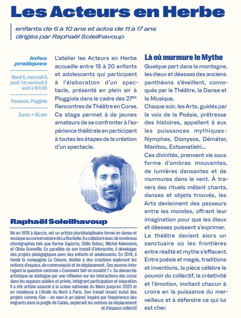 27e Rencontres Internationales de Théâtre : Les Acteurs en Herbe - Là où murmure le mythe