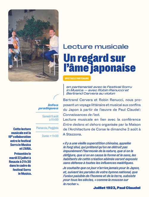 27e Rencontres Internationales de Théâtre en Corse / Lecture musicale 