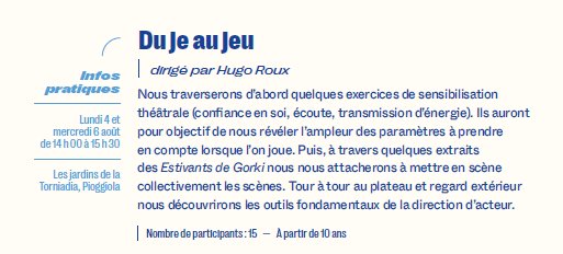 Atelier de théâtre dirigé par Hugo Roux - 27e Rencontres Internationales de Théâtre