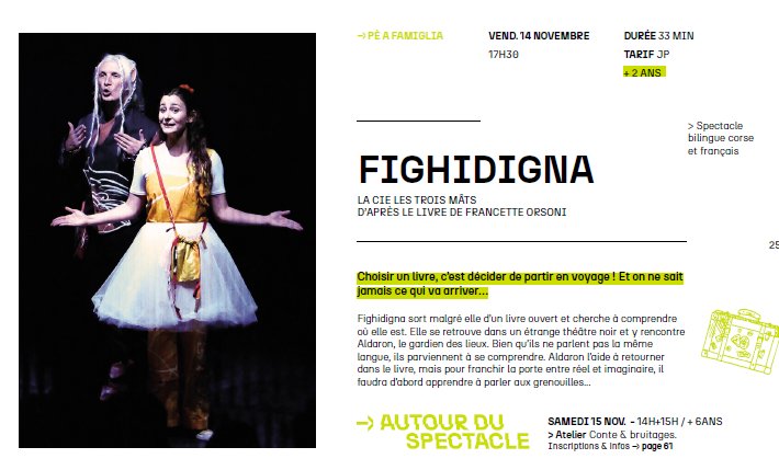 Atelier autour du spectacle "Fighidigna" par la Cie Les Trois Mats - Centre Culturel Alb'Oru