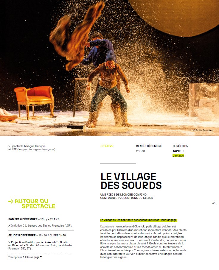 Atelier sur le spectacle 'Le Village des sourds' : Initiation à la Langue des Signes