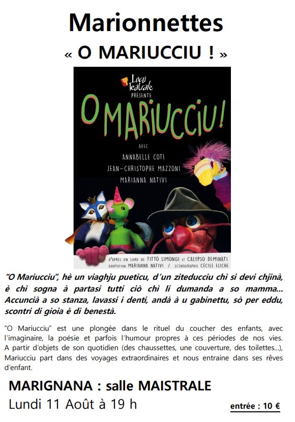 Festival de marionnettes Corso-françaises / “O Mariucciu” - Salle Maistrale - Marignana