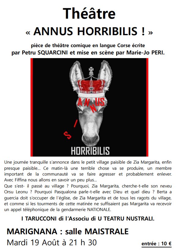 Théâtre : "Annus Horribilis", une comédie en langue corse par Petru Squarcini