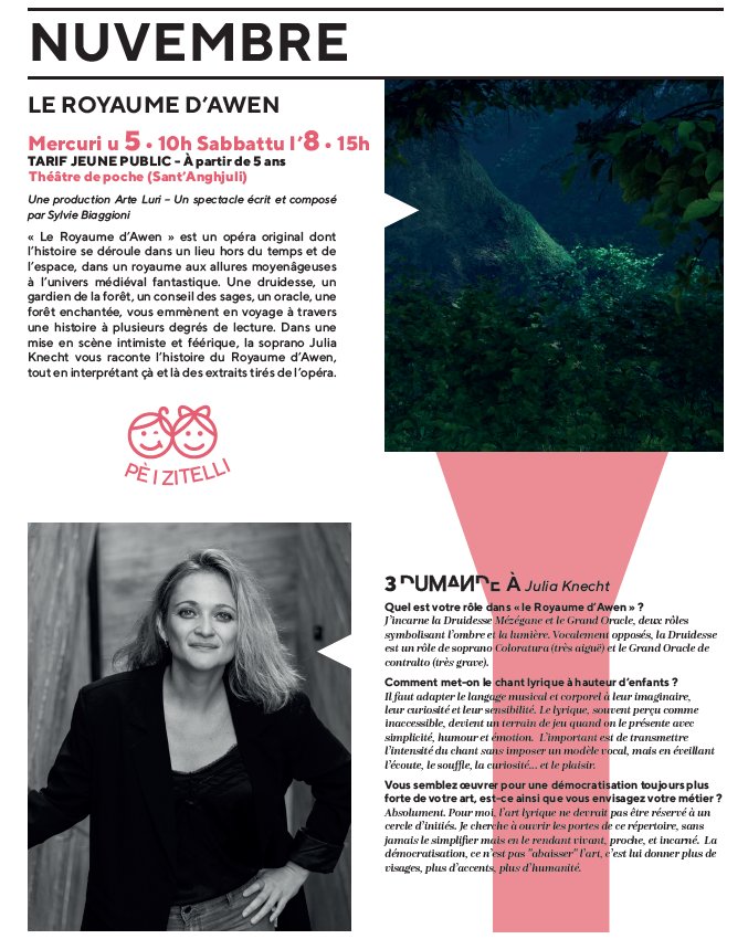 Opéra Jeune Public : Le Royaume d’Awen de Sylvie Biaggioni avec Julia Knecht - Théâtre de Poche