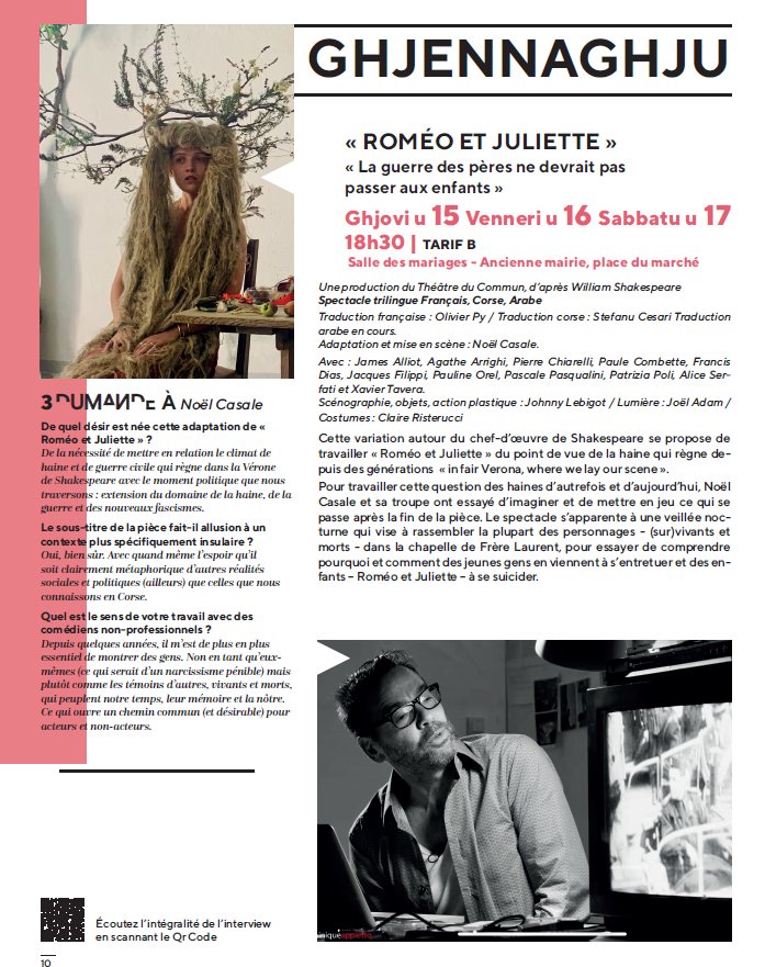 Théâtre 'Roméo et Juliette' - Adaptation de Noël Casale à Bastia