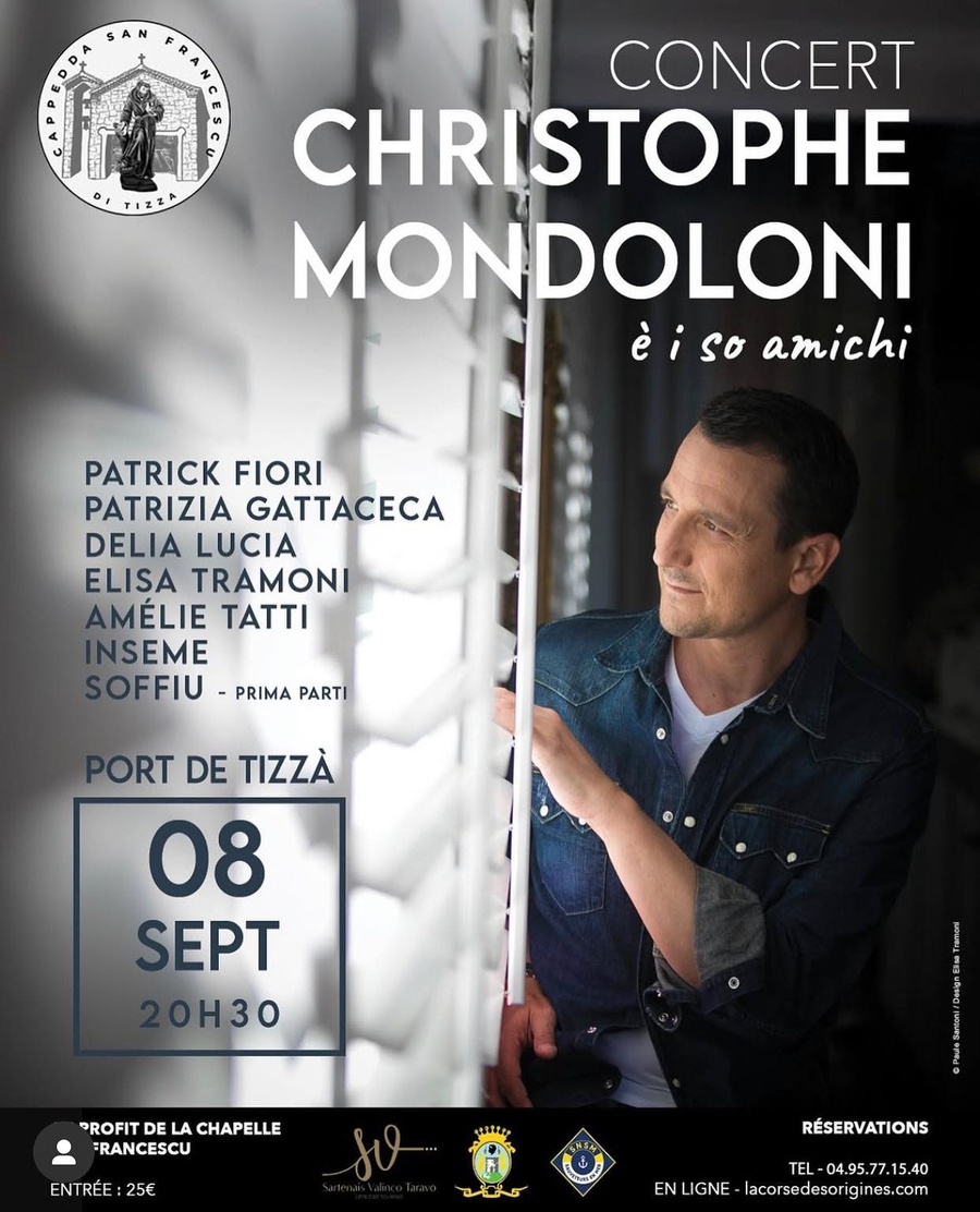 Arrière-plan pour Concert de Christophe Mondoloni et ses amis au profit de l'association San Francescu di Tizzà : Patrick Fiori, Patrizia Gattaceca, Delia Lucia, Elisa Tramoni, Amélie Tatti, les groupes Inseme et Soffiu en 1ère partie - Port