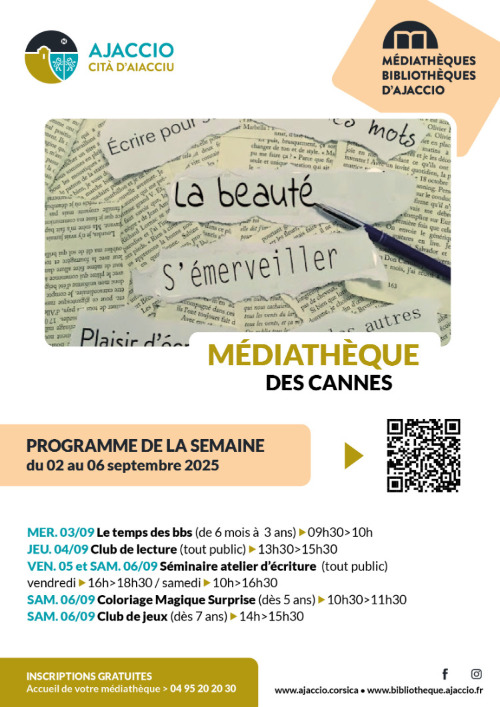 Arrière-plan pour Séminaire atelier d'écriture - Médiathèque des Cannes
