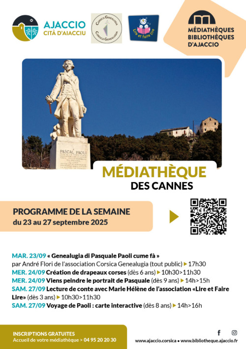 Arrière-plan pour "Genealugia di Pasquale Paoli cume fà" par André Flori de l'association Corsica Genealugia - Médiathèque des Cannes