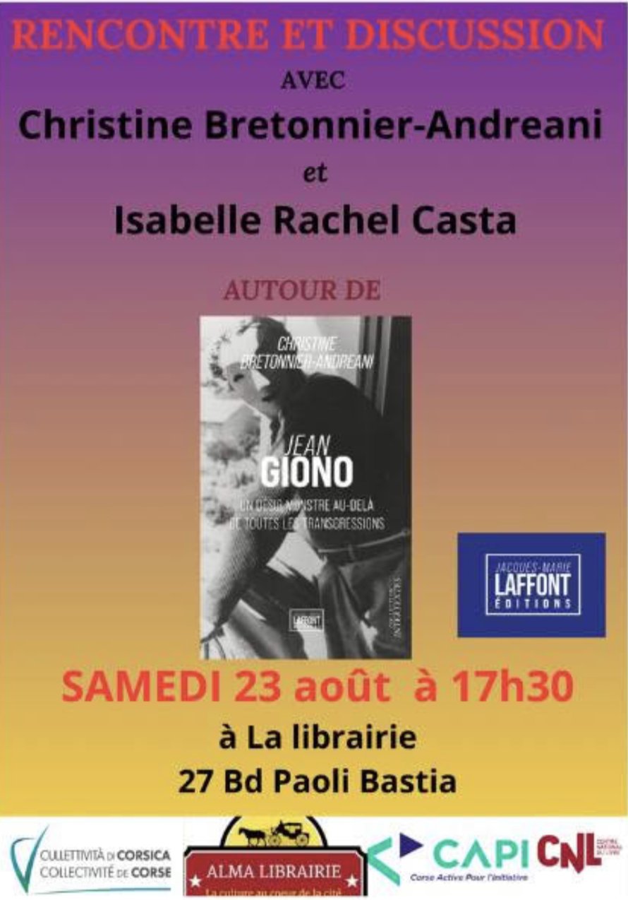 Arrière-plan pour Discussion autour du livre 'Jean Giono' avec Christine Bretonnier-Andreani et Isabelle Rachel Casta