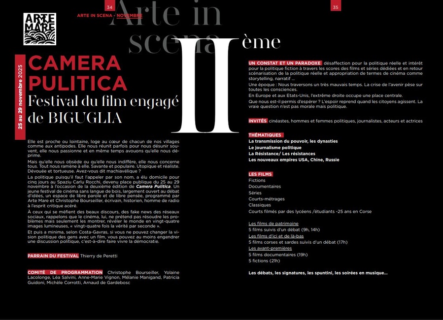 Arrière-plan pour 2ème édition du Festival du film politique de Biguglia : "Camera Pulitica" - Spaziu Culturale Carlu Rocchi