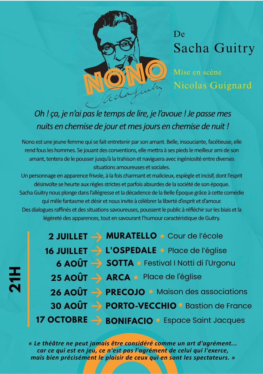 Théâtre : "Nono de Sacha Guitry" par la Cie Salt’in Bocca - Espace Saint-Jacques à Bonifacio