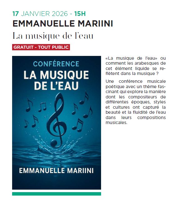 Conférence musicale d'Emmanuelle Mariini : La musique de l'eau à la Médiathèque B620