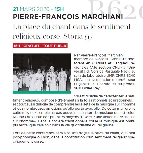 Conférence de Pierre-François Marchiani sur le chant et le sentiment religieux en Corse