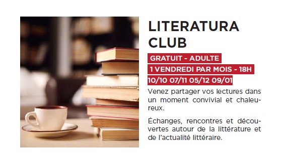 Club de Littérature pour Adultes - Médiathèque B620 à Biguglia