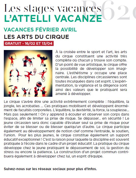 Stage de vacances : Les arts du Cirque à la Médiathèque B620