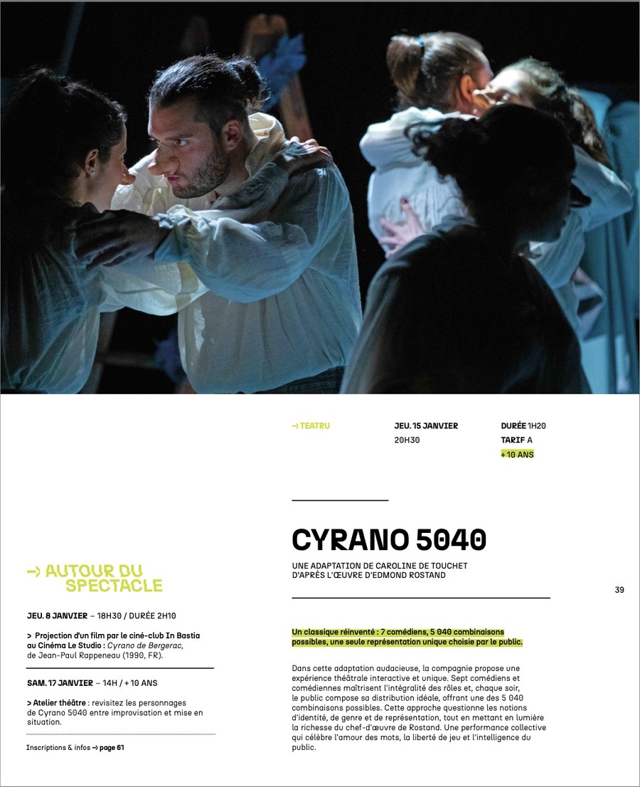 Théâtre 'Cyrano 5040' - Adaptation interactive de Caroline De Toucheti à Alb'Oru