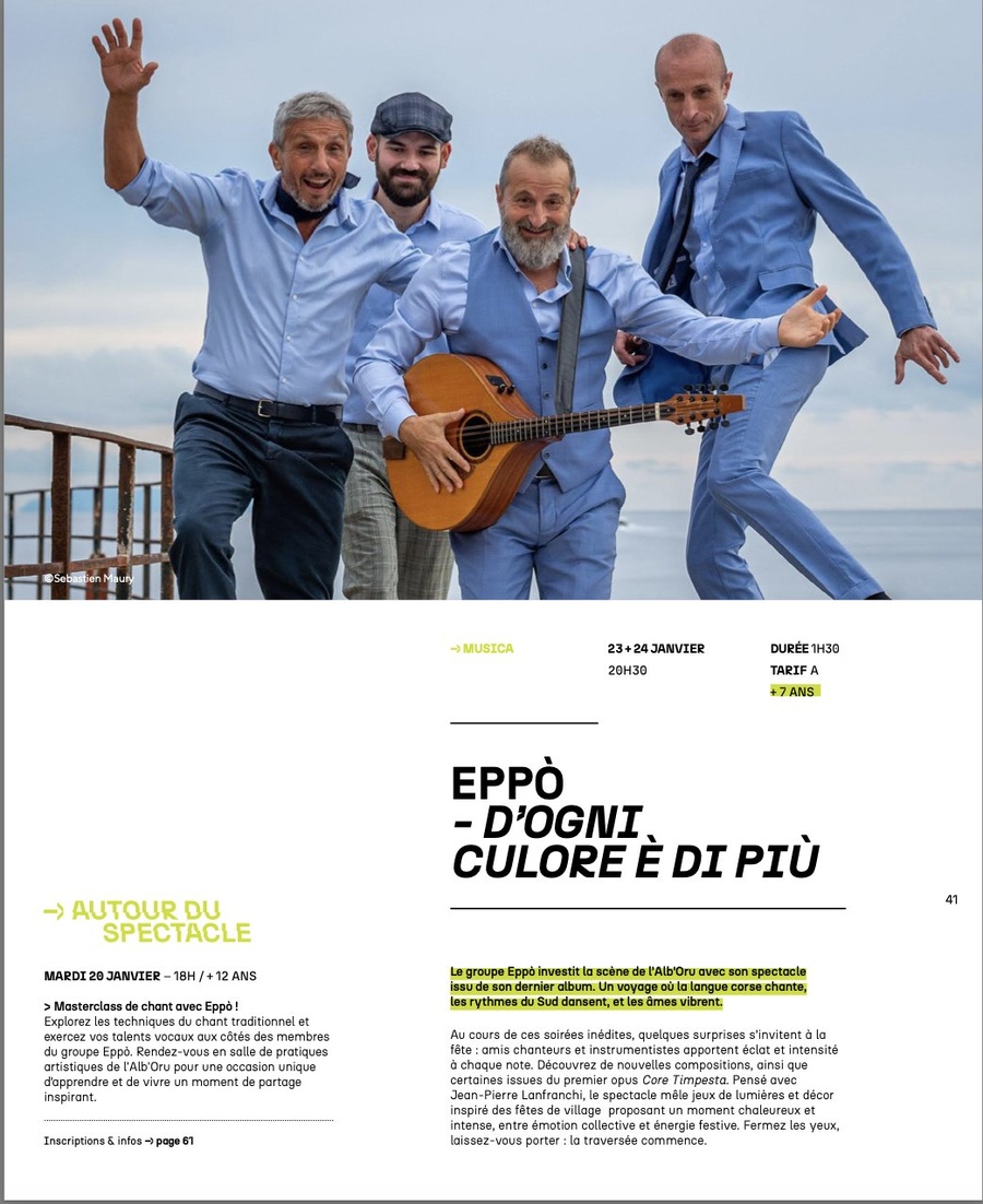 Concert du groupe Eppò "D'ogni culore è di più" - Centre Culturel Alb'Oru à Bastia