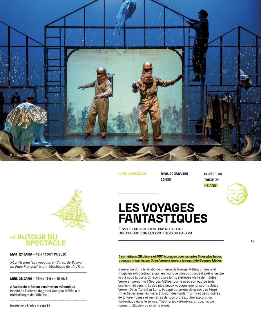 Spectacle 'Les voyages fantastiques' de Ned Gujic au Centre Culturel Alb'Oru