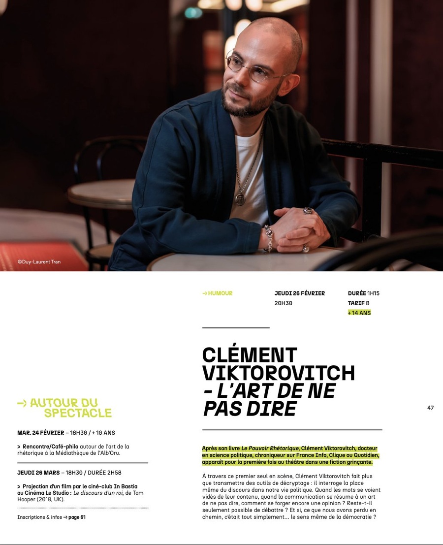 Café-philo : L'art de ne pas dire de Clément Viktorovitch - Centre Culturel Alb'Oru