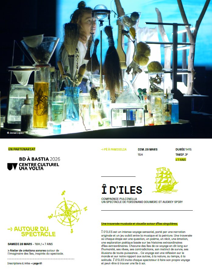 Spectacle "Î D'ILES" de Ferdinand Doumerc et Audrey Spiry - Cie Pulcinella au Centre Culturel Alb'Oru