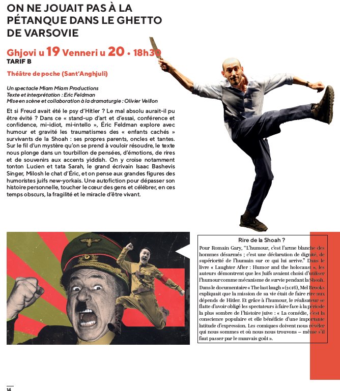 Théâtre : "On ne jouait pas à la pétanque dans le ghetto de Varsovie" avec Eric Feldman