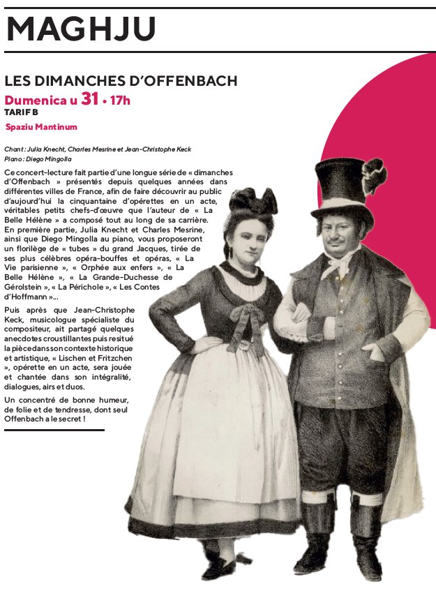 Concert "Les dimanches d'Offenbach" au Spaziu Mantinum à Bastia