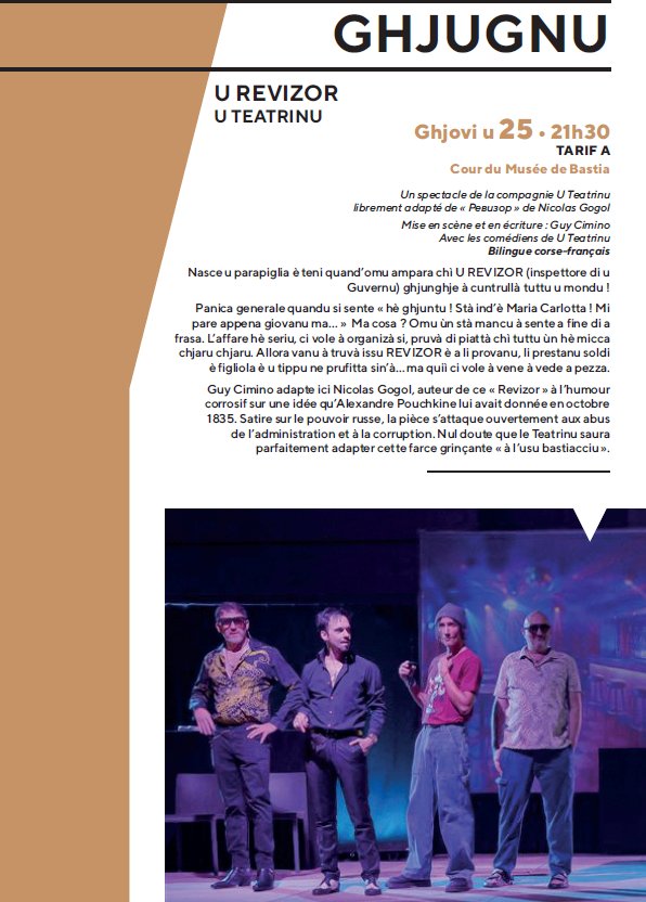 Théâtre 'U Revizor' par la Cie U Teatrinu - Spectacle à Bastia