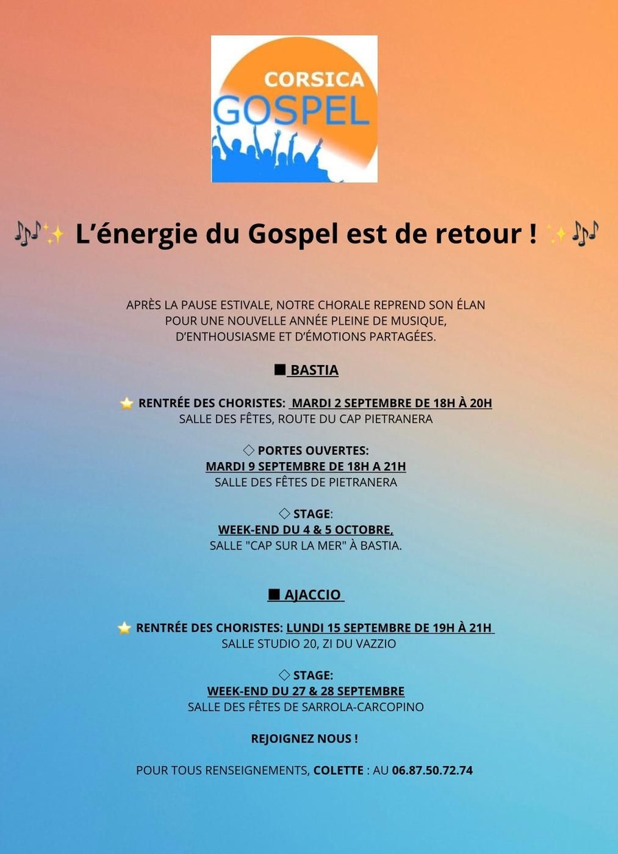 Portes ouvertes de Corsica Gospel - Salle des fêtes à Bastia