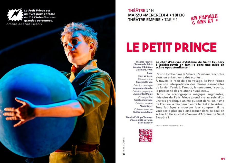Théâtre : Le Petit Prince d'Antoine de Saint-Exupéry au Théâtre Empire