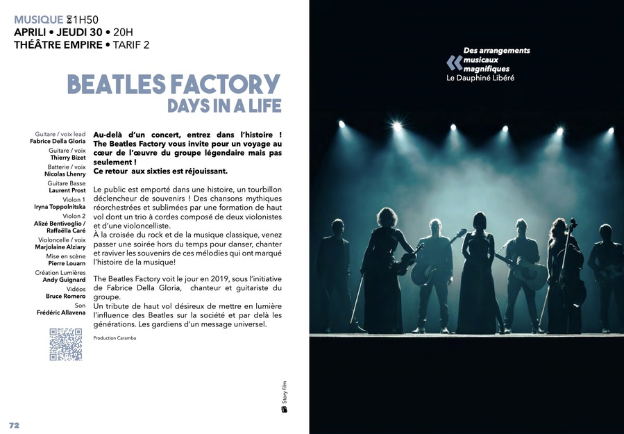 Concert du groupe Beatles Factory : « Days in a life » - Théâtre Empire - Aiacciu
