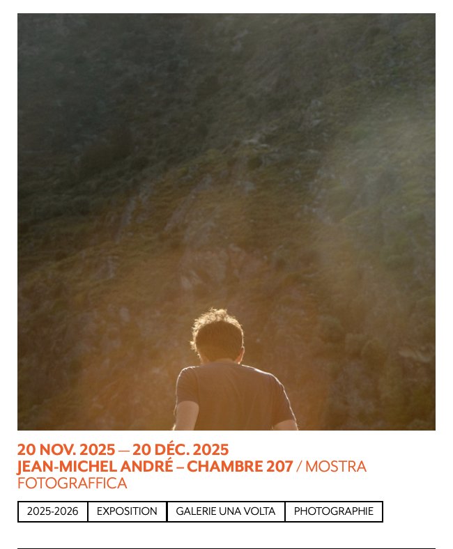 Exposition photographique 'Chambre 207' de Jean-Michel André - Galerie Centre Culturel Una Volta